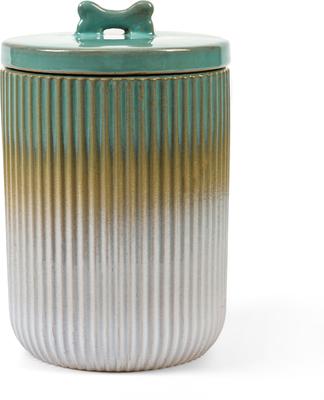 Show full view: Park Life Designs Skandi Ceramic Ribbed Dog Treat Jar, Green slide 2 of 7