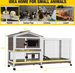 Aivituvin Indoor & Outdoor Rabbit Hutch, Brown slide 2 of 8