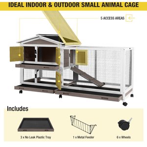 Aivituvin Indoor & Outdoor Rabbit Hutch, Brown