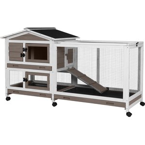 Aivituvin Indoor & Outdoor Rabbit Hutch, Brown
