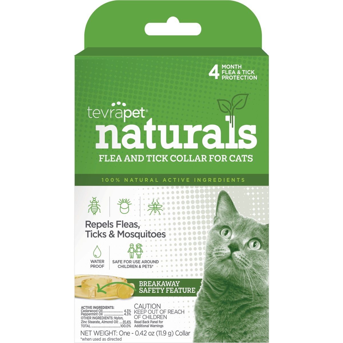 TevraPet Naturals Flea & Tick Collar for Cats, 1 Collar (4-mos. supply)