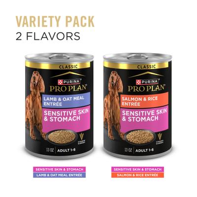 Show full view: Purina Pro Plan Adult Sensitive Skin & Stomach Salmon & Lamb Wet Dog Food, 13-oz can, case of 12 slide 6 of 12