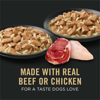 Show full view: Purina Pro Plan Specialized Variety Pack Adult Large Breed High Protein Chicken & Rice, Beef & Rice in Gravy Wet Dog Food, 13-oz can, case of 12 slide 4 of 12