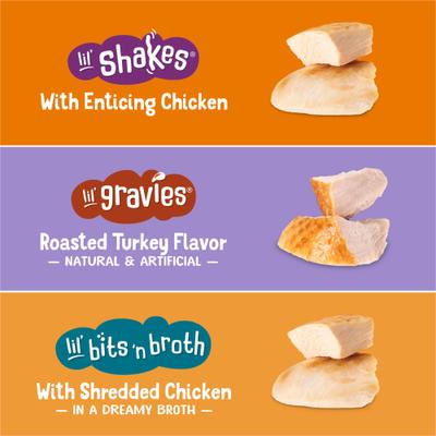 Show full view: Friskies Poultry Favorites Variety Pack Lickable Gravy Cat Food Complement, case of 8 slide 5 of 12
