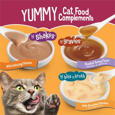 Show full view: Friskies Poultry Favorites Variety Pack Lickable Gravy Cat Food Complement, case of 8 slide 4 of 12