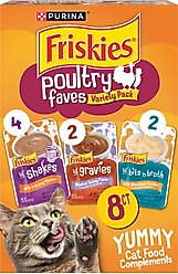 Friskies Poultry Favorites Variety Pack Lickable Gravy Cat Food Complement, case of 8