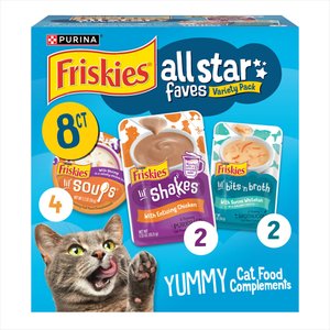 Friskies All-Star Favorites Variety Pack Lickable Gravy Cat Food Complement, case of 8