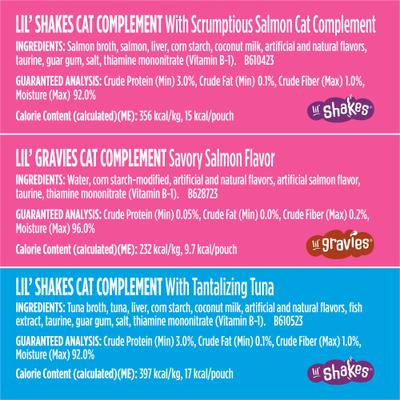 Show full view: Friskies Seafood Favorites Variety Pack Lickable Gravy Cat Food Complement, 1.5-oz pouch, case of 24 slide 7 of 12