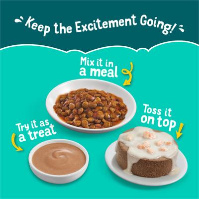 Show full view: Friskies Seafood Favorites Variety Pack Lickable Gravy Cat Food Complement, 1.5-oz pouch, case of 24 slide 6 of 12