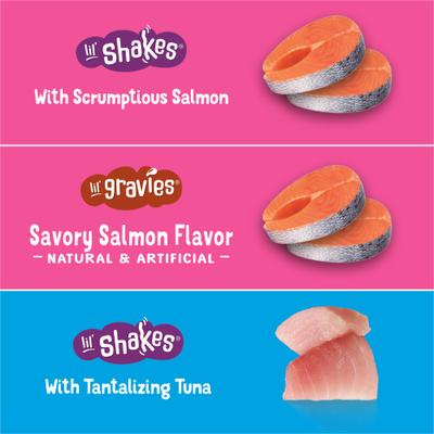 Show full view: Friskies Seafood Favorites Variety Pack Lickable Gravy Cat Food Complement, 1.5-oz pouch, case of 24 slide 5 of 12