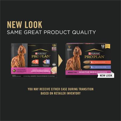 Show full view: Purina Pro Plan Adult Sensitive Skin & Stomach Salmon & Lamb Wet Dog Food, 13-oz can, case of 12 slide 3 of 12