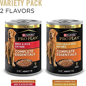 Purina Pro Plan Complete Essentials Entrees Wet Dog Food Variety Pack, 13-oz can, case of 12