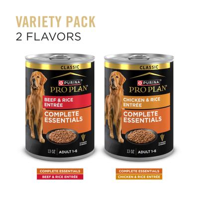 Show full view: Purina Pro Plan Complete Essentials Entrees Wet Dog Food Variety Pack, 13-oz can, case of 12 slide 6 of 12