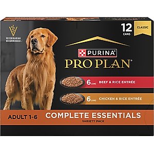 Purina Pro Plan Complete Essentials Entrees Wet Dog Food Variety Pack, 13-oz can, case of 12
