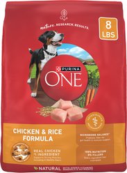 Purina ONE Natural Adult Chicken & Rice Formula Dry Dog Food, 8-lb bag slide 1 of 9