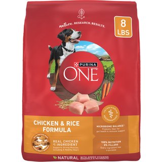 Purina ONE Natural Adult Chicken & Rice Formula Dry Dog Food, 8-lb bag slide 1 of 9