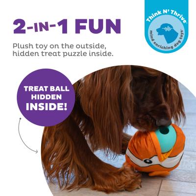 Show full view: Outward Hound Big Mouthz Interactive Plush Puzzle with Treat Ball, Clown Fish Dog Toy, Orange slide 3 of 11