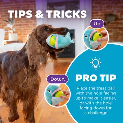 Show full view: Nina Ottosson by Outward Hound Big Mouthz Interactive Plush Dog Puzzle with Treat Ball, Whale, Blue slide 5 of 9