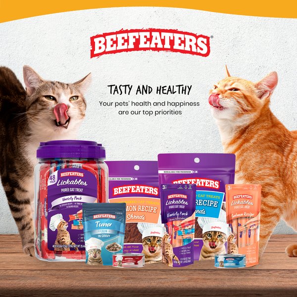 Beefeaters Puree Chicken & Meat Flavored Cat Treats, 48 count