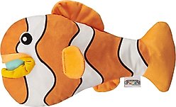Outward Hound Big Mouthz Interactive Plush Puzzle with Treat Ball, Clown Fish Dog Toy, Orange