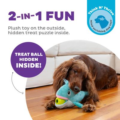 Show full view: Nina Ottosson by Outward Hound Big Mouthz Interactive Plush Dog Puzzle with Treat Ball, Whale, Blue slide 2 of 9