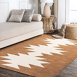 JONATHAN Y Chayton Minimalist Geometric Machine-Washable Runner Dog & Cat Rug, Terracotta/Cream, 5 x 8-ft slide 2 of 9