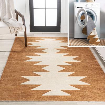 Show full view: JONATHAN Y Chayton Minimalist Geometric Machine-Washable Runner Dog & Cat Rug, Terracotta/Cream, 5 x 8-ft slide 2 of 9