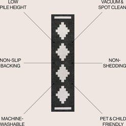 JONATHAN Y Adriel Geometric Medallion Machine-Washable Dog & Cat Area Rug, Black/Cream, 2 x 8-ft slide 2 of 9