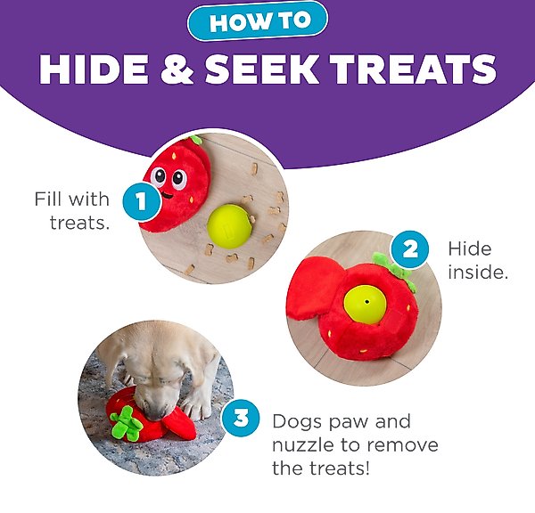 Show full view: Nina Ottosson by Outward Hound Fruity Findz Interactive Plush Puzzle Dog Toy slide 4 of 9