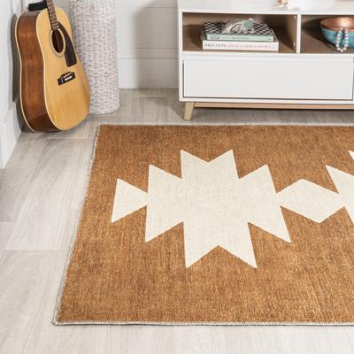Show full view: JONATHAN Y Chayton Minimalist Geometric Machine-Washable Runner Dog & Cat Rug, Terracotta/Cream, 5 x 8-ft slide 6 of 9