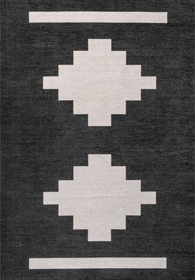 Show full view: JONATHAN Y Adriel Geometric Medallion Machine-Washable Dog & Cat Area Rug, Black/Cream, 2 x 8-ft slide 9 of 9