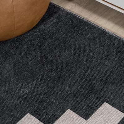 Show full view: JONATHAN Y Adriel Geometric Medallion Machine-Washable Dog & Cat Area Rug, Black/Cream, 2 x 8-ft slide 7 of 9