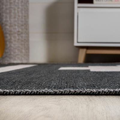 Show full view: JONATHAN Y Adriel Geometric Medallion Machine-Washable Dog & Cat Area Rug, Black/Cream, 2 x 8-ft slide 6 of 9