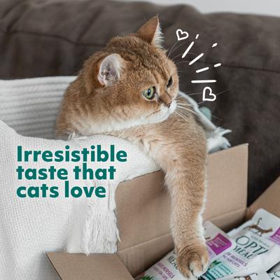 Show full view: Optimeal Indoor Health Chicken & Turkey Recipe Grain-Free Tender Morsels in Gravy Adult Cat Food, 3-oz pouch, case of 12 slide 5 of 9