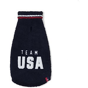 Barefoot Dreams CozyChic Team USA Dog Sweater, Indigo Multi, Small