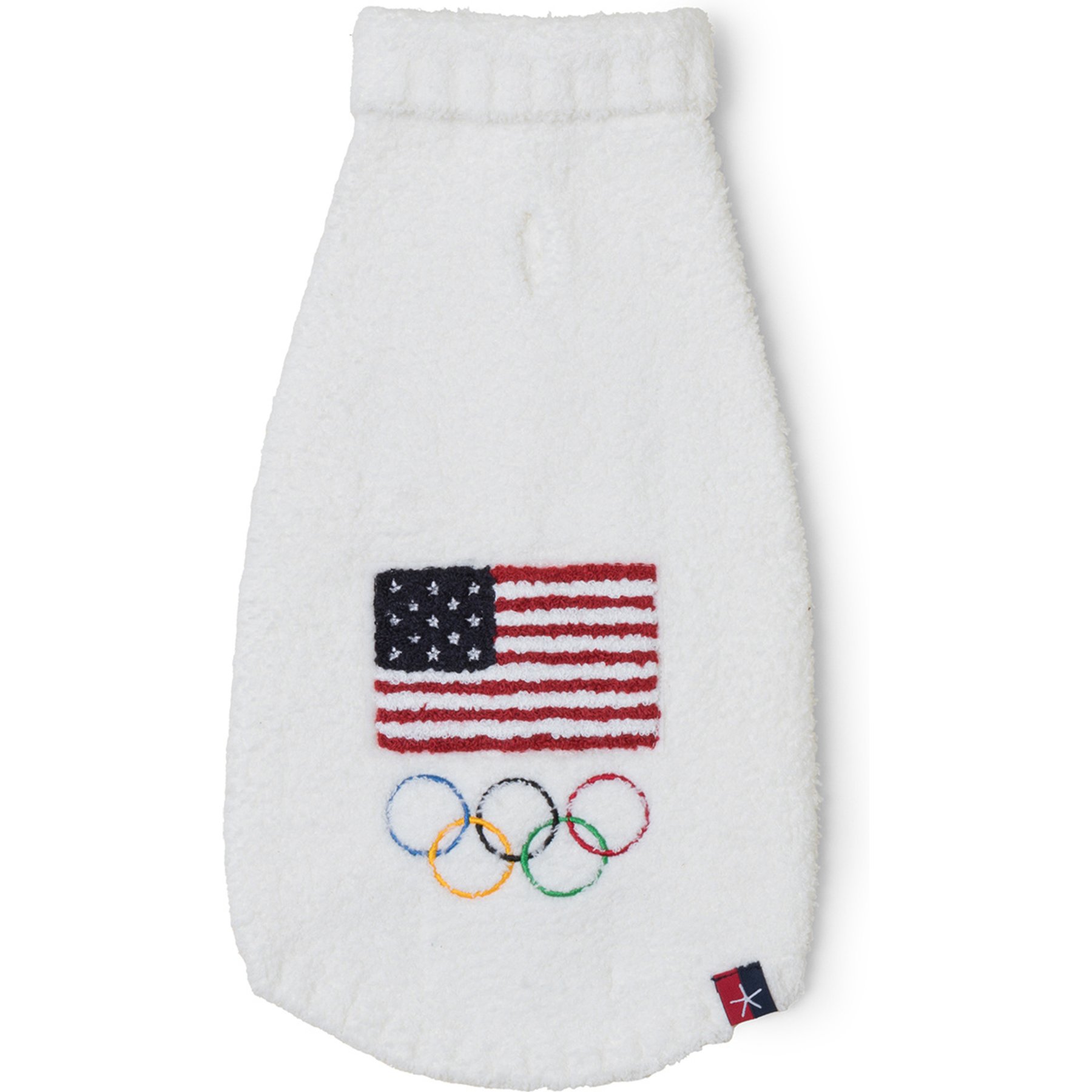 Barefoot Dreams CozyChic Team USA Flag Olympic Ring Dog Sweater, Pearl Multi, Medium