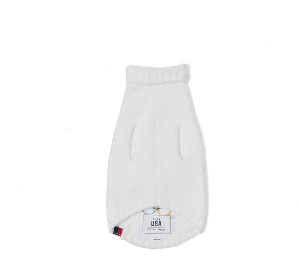 Show full view: Barefoot Dreams CozyChic Team USA Flag Olympic Ring Dog Sweater, Pearl Multi, 3X-Large slide 2 of 2