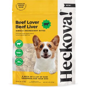 Heckova! Beef Lover Beef Liver Raw Freeze-Dried Dog Treats, 4-oz bag