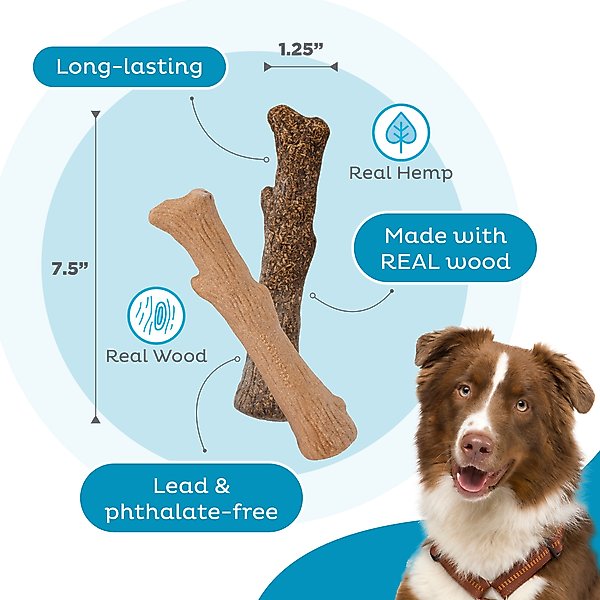 Show full view: Petstages Dogwood Calming Bone Tough Dog Chew Toy, Medium, 2 count slide 3 of 12
