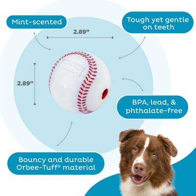 Show full view: Outward Hound Sport Ballz Baseball Treat-Dispensing Fetch Ball Dog Toy slide 3 of 11