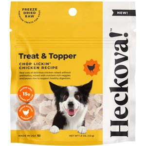Heckova! Chop Lickin' Chicken Raw Freeze-Dried Dog Treats, 1.5-oz bag