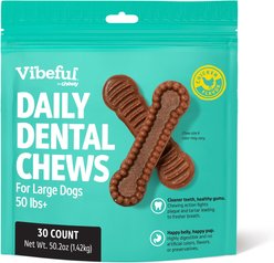 Vibeful Large Daily Dental Chew Treats for Dogs, Chicken Flavor, 30 count