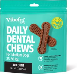 Vibeful Medium Daily Dental Chews for Dogs, Chicken Flavor, 30 count