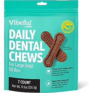 Vibeful Large Daily Dental Chews for Dogs, Chicken Flavor, 7 count
