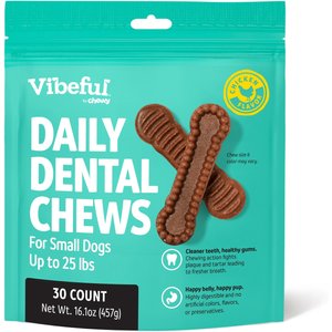 Vibeful Small Daily Dental Chew Treats for Dogs, Chicken Flavor, 30 count