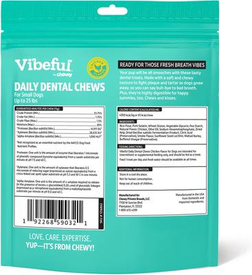 Show full view: Vibeful Small Daily Dental Chews for Dogs, Chicken Flavor, 7 count slide 3 of 10
