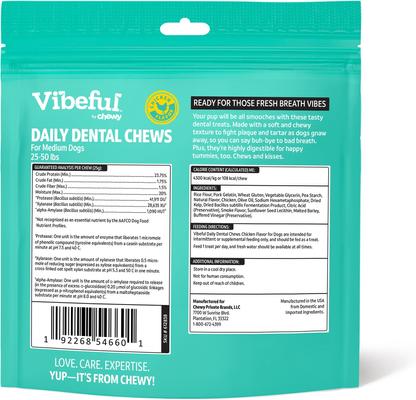 Show full view: Vibeful Medium Daily Dental Chews for Dogs, Chicken Flavor, 30 count slide 3 of 10
