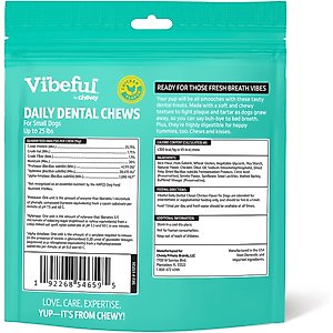 Vibeful Small Daily Dental Chew Treats for Dogs, Chicken Flavor, 30 count