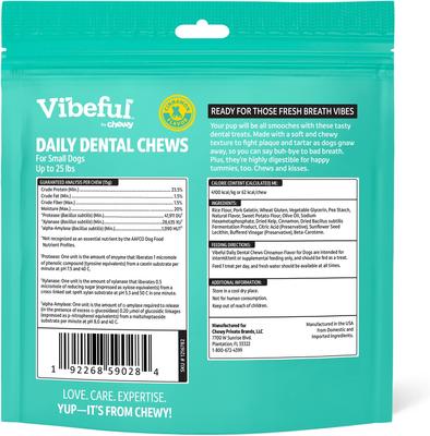 Show full view: Vibeful Small Daily Dental Chews for Dogs, Cinnamon Flavor, 30 count slide 3 of 10