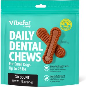 Vibeful Small Daily Dental Chews for Dogs, Cinnamon Flavor, 30 count